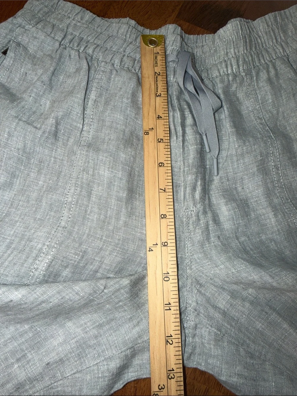 Athleta Light Gray Drawstring Linen-Blend Chinos 100%linen SP